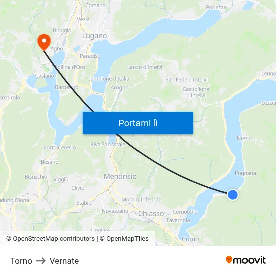 Torno to Vernate map