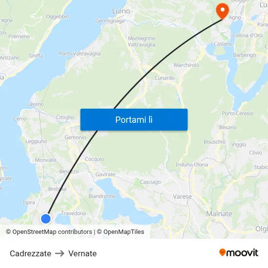 Cadrezzate to Vernate map