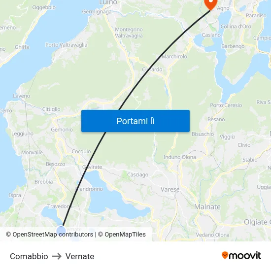 Comabbio to Vernate map