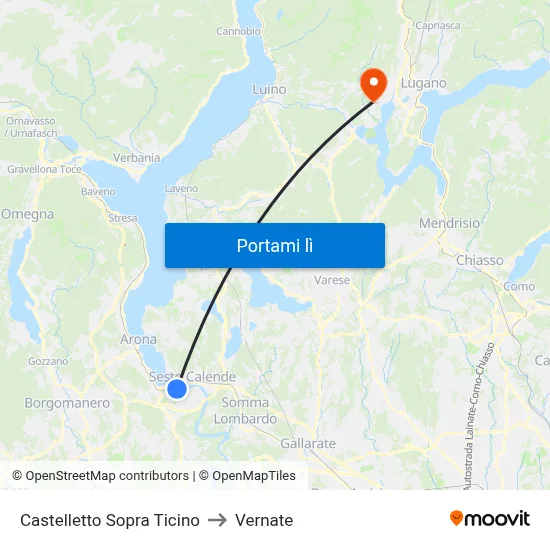 Castelletto Sopra Ticino to Vernate map