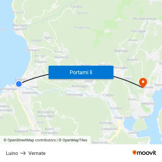 Luino to Vernate map