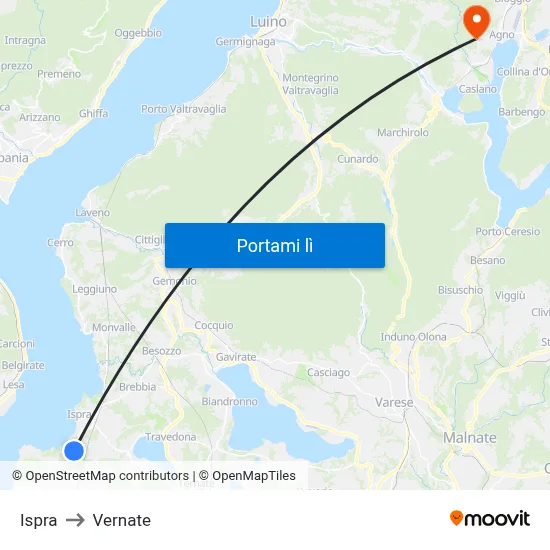 Ispra to Vernate map