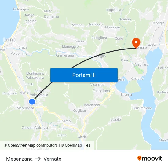 Mesenzana to Vernate map