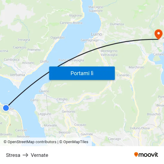 Stresa to Vernate map