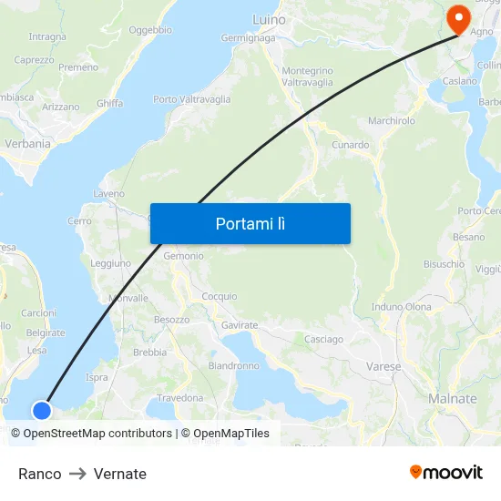 Ranco to Vernate map