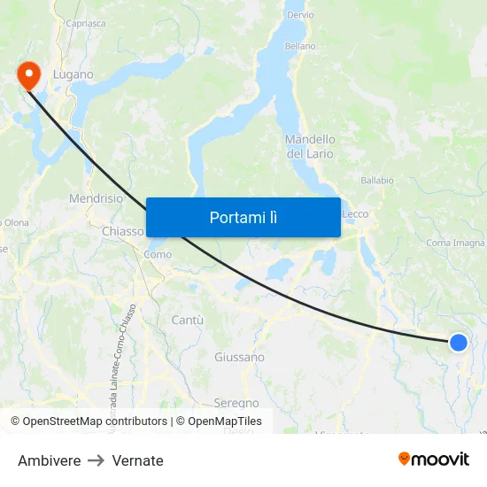 Ambivere to Vernate map