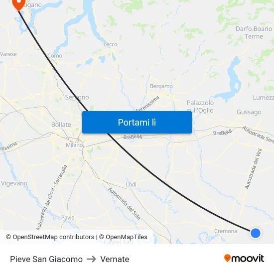 Pieve San Giacomo to Vernate map