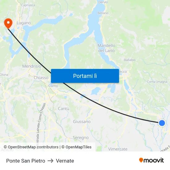 Ponte San Pietro to Vernate map