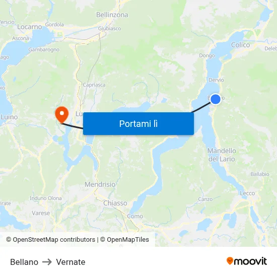 Bellano to Vernate map