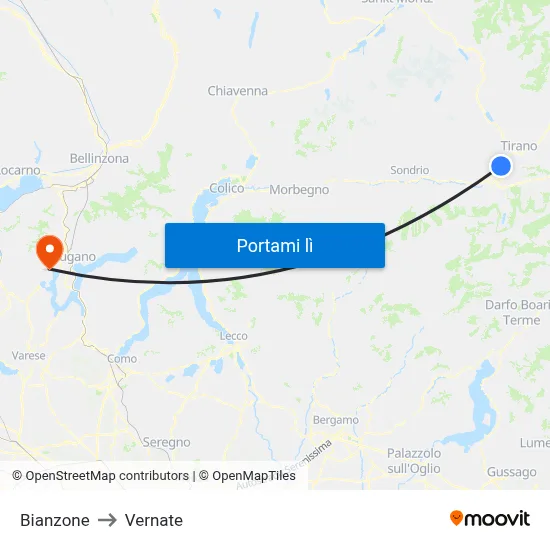 Bianzone to Vernate map