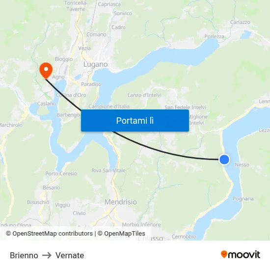 Brienno to Vernate map