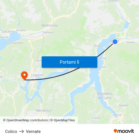 Colico to Vernate map