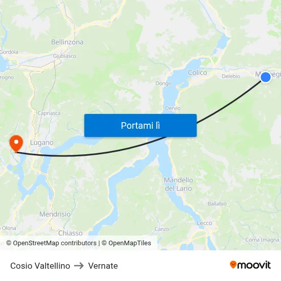 Cosio Valtellino to Vernate map