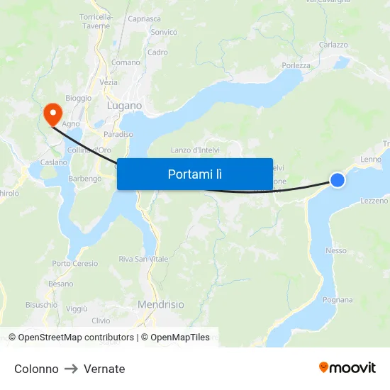 Colonno to Vernate map