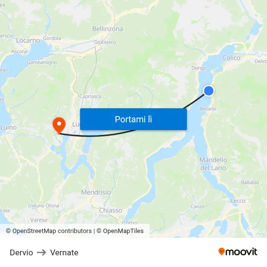 Dervio to Vernate map