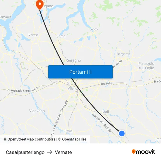 Casalpusterlengo to Vernate map