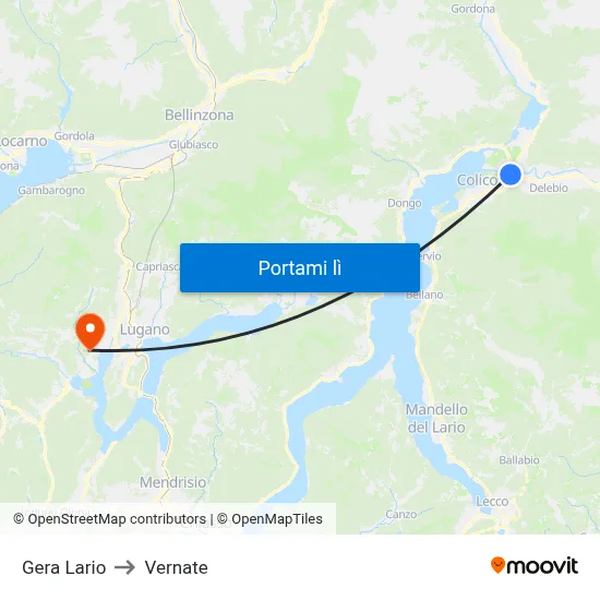 Gera Lario to Vernate map