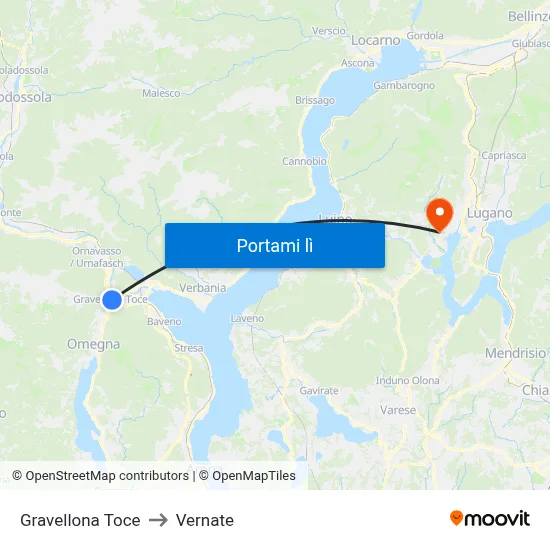 Gravellona Toce to Vernate map