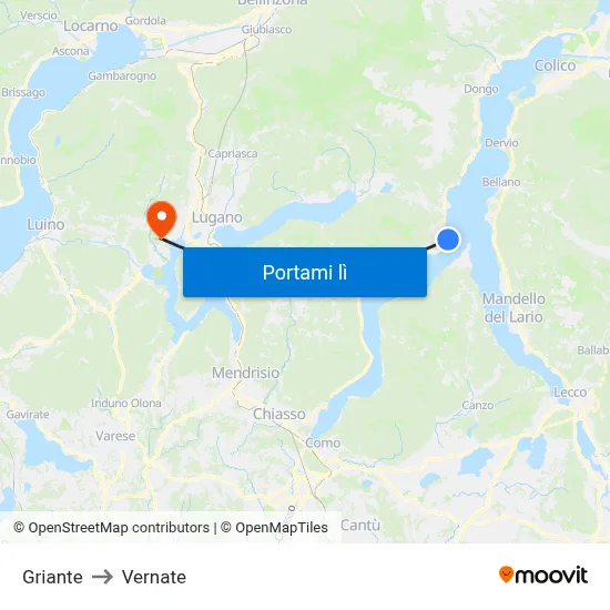 Griante to Vernate map