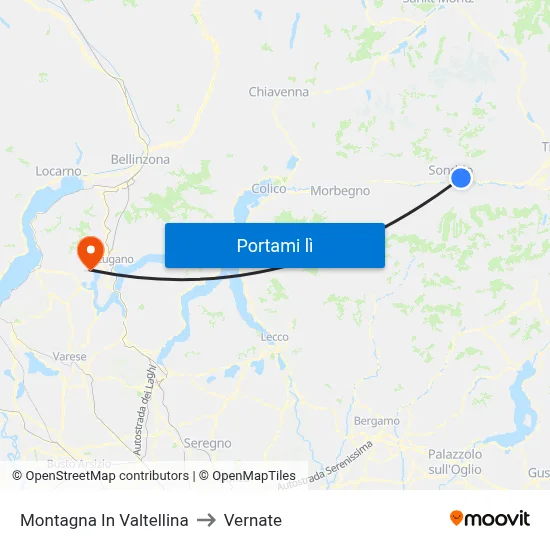 Montagna In Valtellina to Vernate map