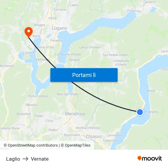 Laglio to Vernate map