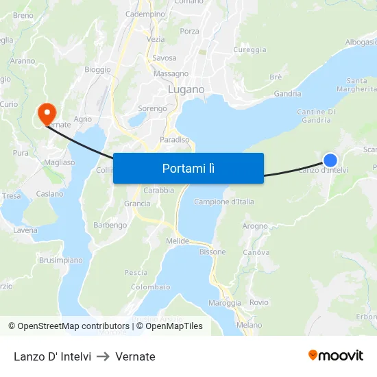 Lanzo D' Intelvi to Vernate map