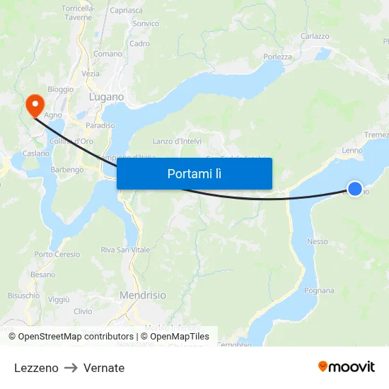 Lezzeno to Vernate map