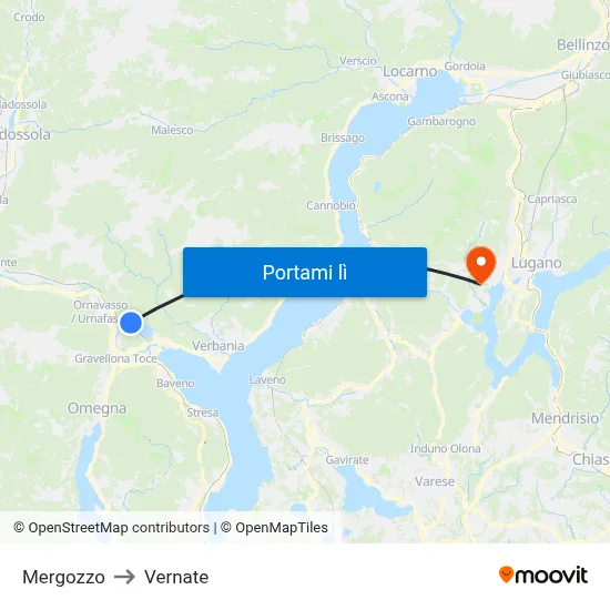 Mergozzo to Vernate map