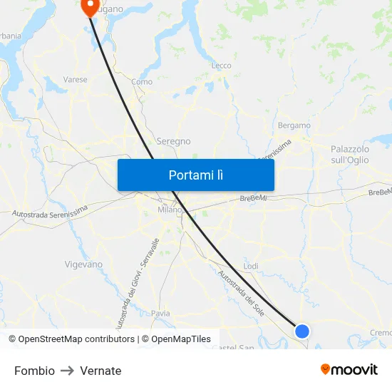 Fombio to Vernate map