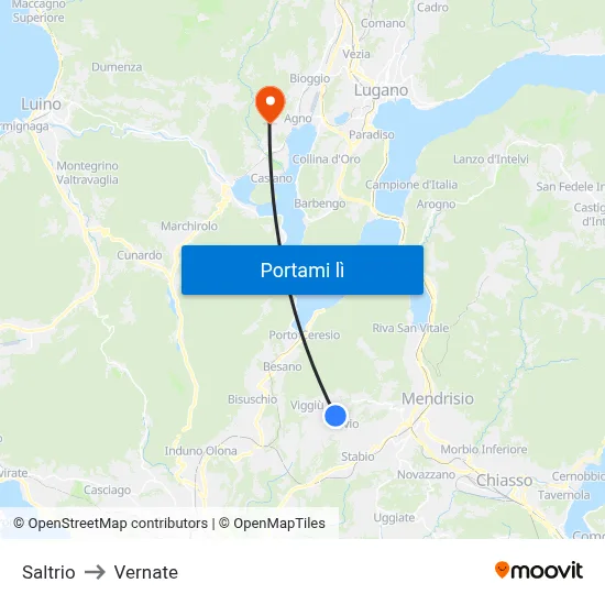 Saltrio to Vernate map