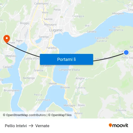 Pellio Intelvi to Vernate map