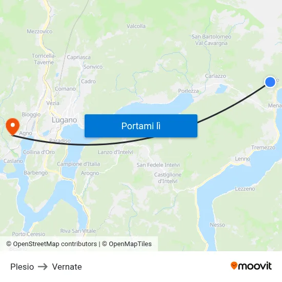 Plesio to Vernate map