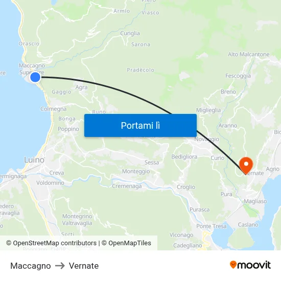 Maccagno to Vernate map