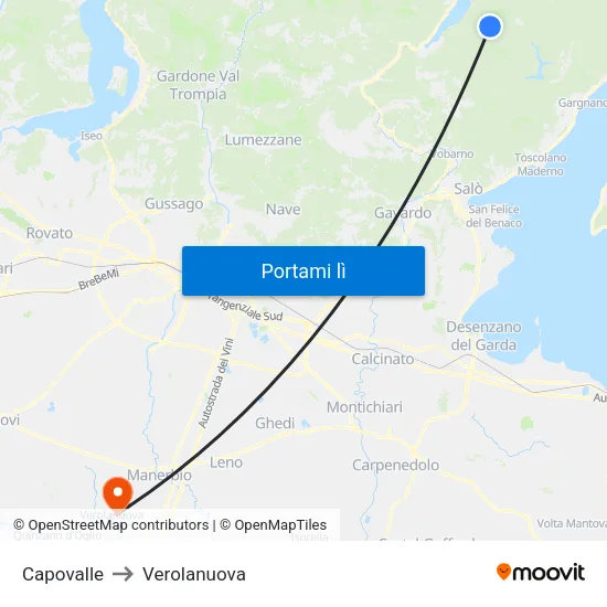 Capovalle to Verolanuova map