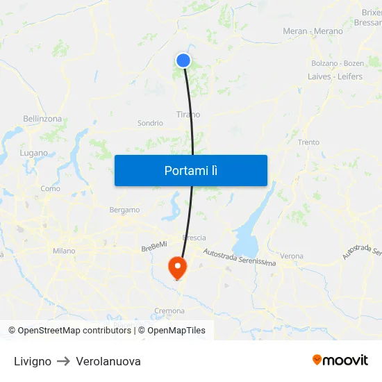 Livigno to Verolanuova map
