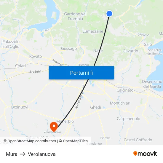 Mura to Verolanuova map