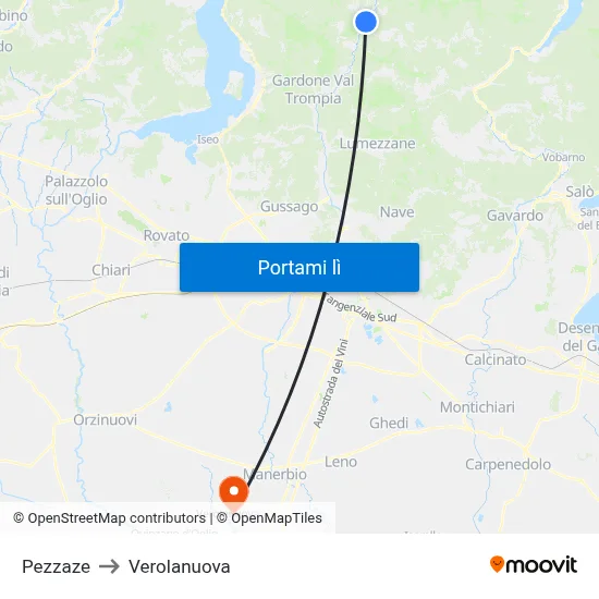 Pezzaze to Verolanuova map