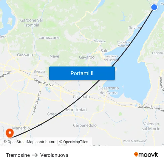 Tremosine to Verolanuova map