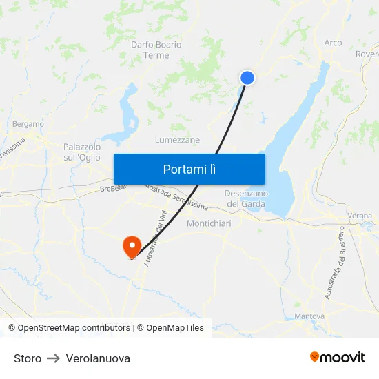 Storo to Verolanuova map