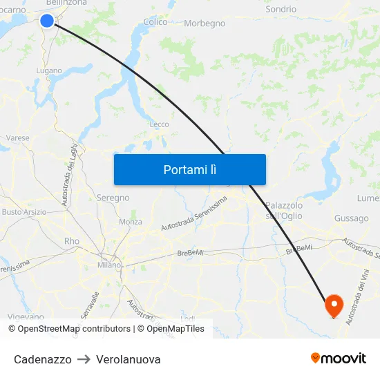 Cadenazzo to Verolanuova map