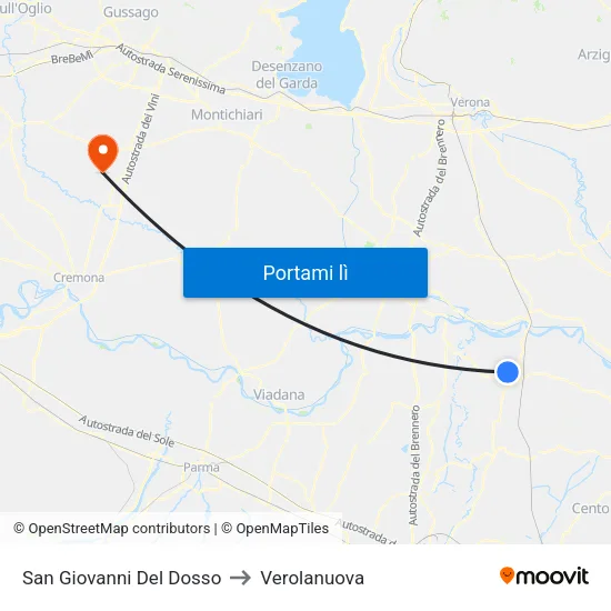 San Giovanni Del Dosso to Verolanuova map