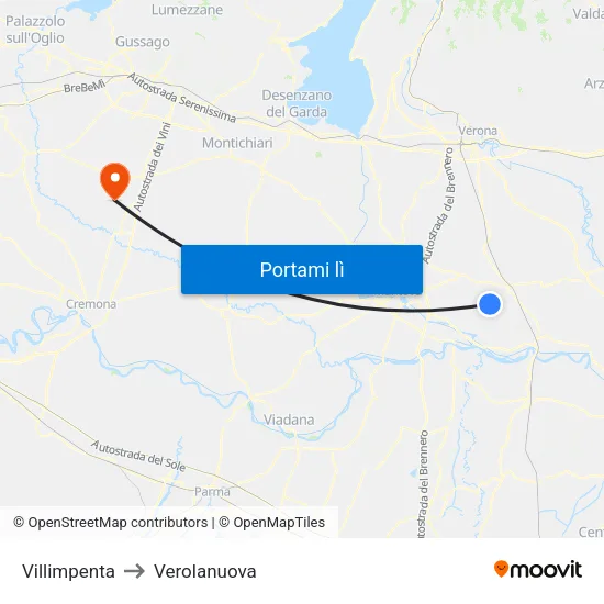 Villimpenta to Verolanuova map