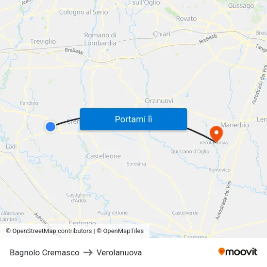 Bagnolo Cremasco to Verolanuova map
