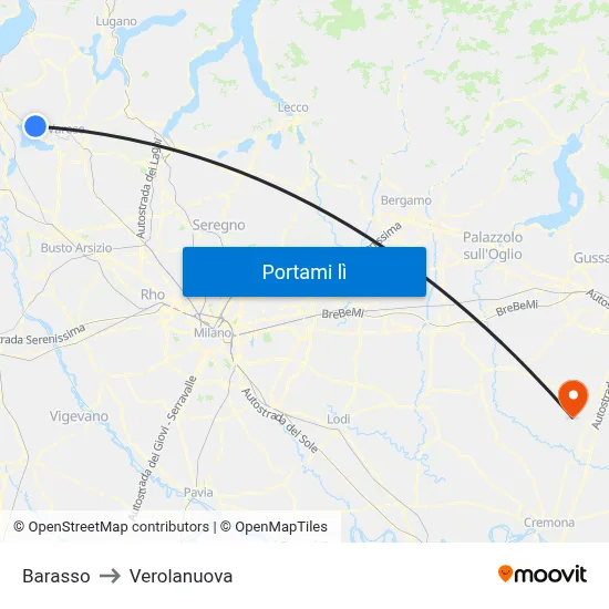 Barasso to Verolanuova map