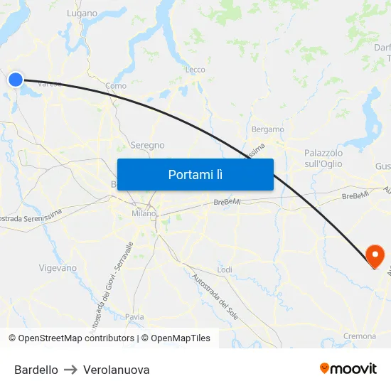 Bardello to Verolanuova map