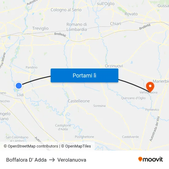 Boffalora D' Adda to Verolanuova map