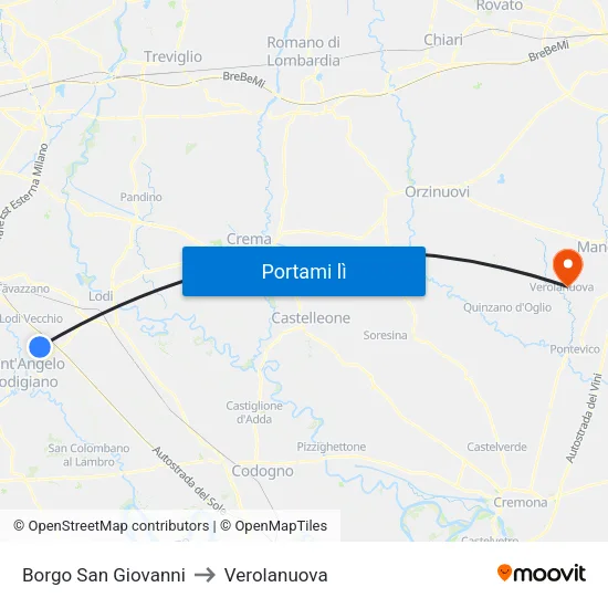 Borgo San Giovanni to Verolanuova map