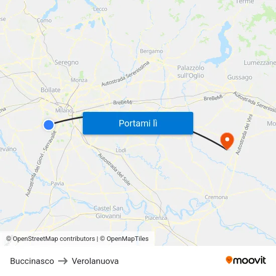 Buccinasco to Verolanuova map