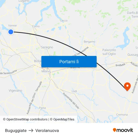 Buguggiate to Verolanuova map