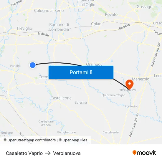 Casaletto Vaprio to Verolanuova map